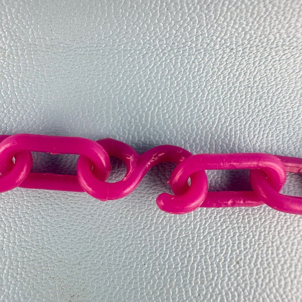 1980s Vintage Bell Clip Charm Necklace 19 Plastic Charms Pink Chain Retro Kid - Picture 8 of 14